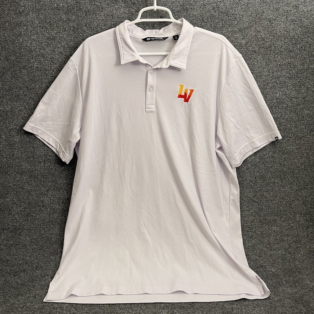 Travis Mathew Shirt Mens 2XL White Short Sleeve Golf Polo Las Vegas Aviators
